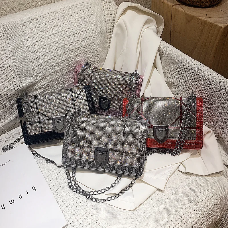 

Chain Diamond Shoulder Bags for Women Fashion Luxury Designer Handbags Ladies PU Leather Shopper Work Messenger Bag Elegant Sac