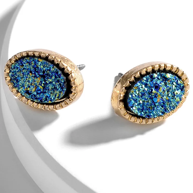 Серьги гвоздики Druzy Drusy 6 цветов модные известный бренд дизайнерские ювелирные