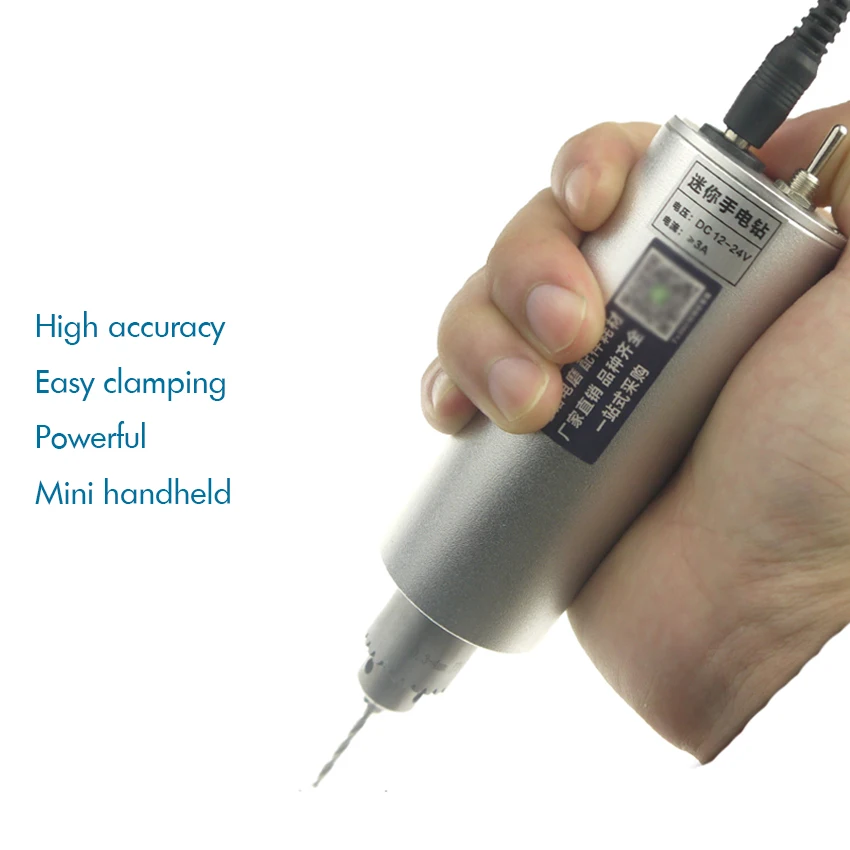 

0.3-4mm Mini Micro Electric Drill Aluminum Hand Portable Handheld Drill Engraver Pen Grinder with/ Power Supply, Rotary Tools