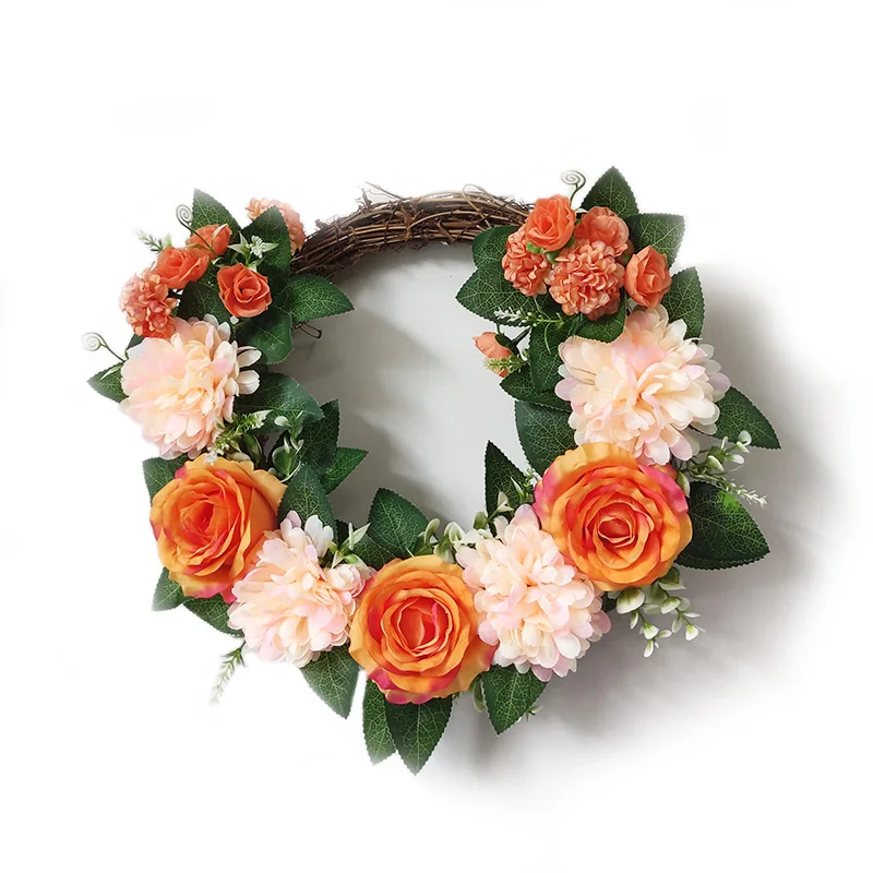 

Artificial Rose Garland Rattan Ring Decoration Photography Props Wedding Wreath Flower Home Door Decoration Door Wreath