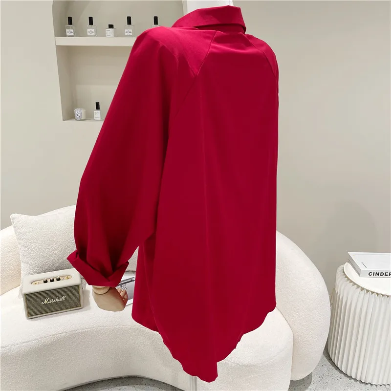 

Women's Spring Summer 2021 Niche Design Fashion Design Medium Length Shirt Top Loose Large Bottoming Shirt