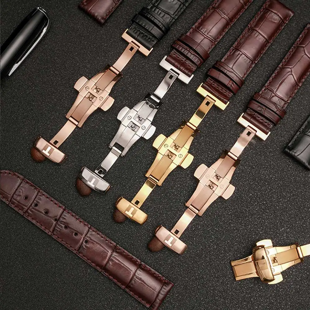 OTMENG Watch Bands 19/ 20/21/22mm  Butterfly Buckle Substitute for Tissot Watch Strap Leather Men and Women