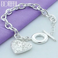 doteffil 925 sterling silver heart photo frame bracelet for women wedding engagement jewelry