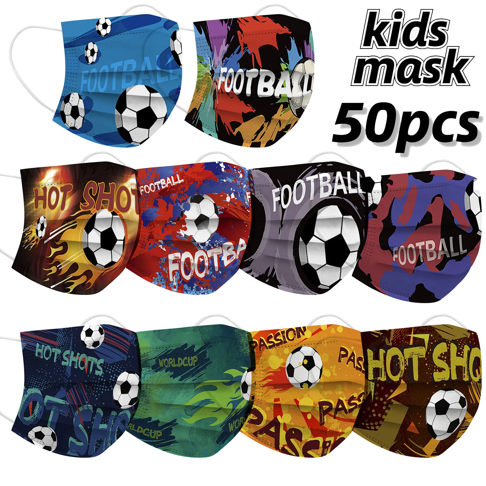 10/50 шт. Хирургические маски одноразовые детские футбольные жевательные ротовые маски для Хэллоуина и косплея
