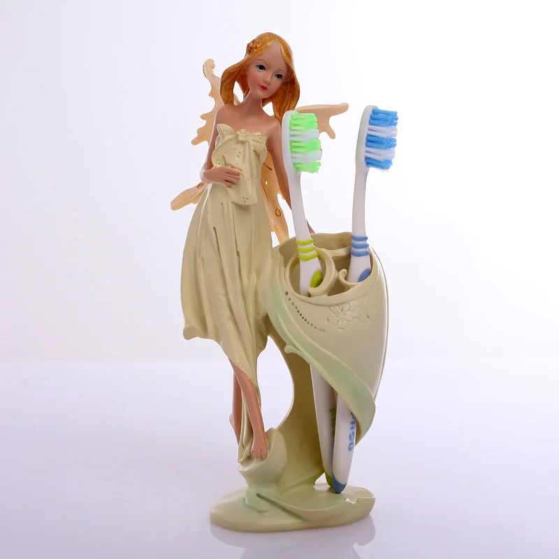 Европейский красота мыть моды ванная комната Ангел украшения Отправить подруге свадебный подарок мыло диспенсер зубная щетка стойка мыльница - Цвет: Toothbrush holder