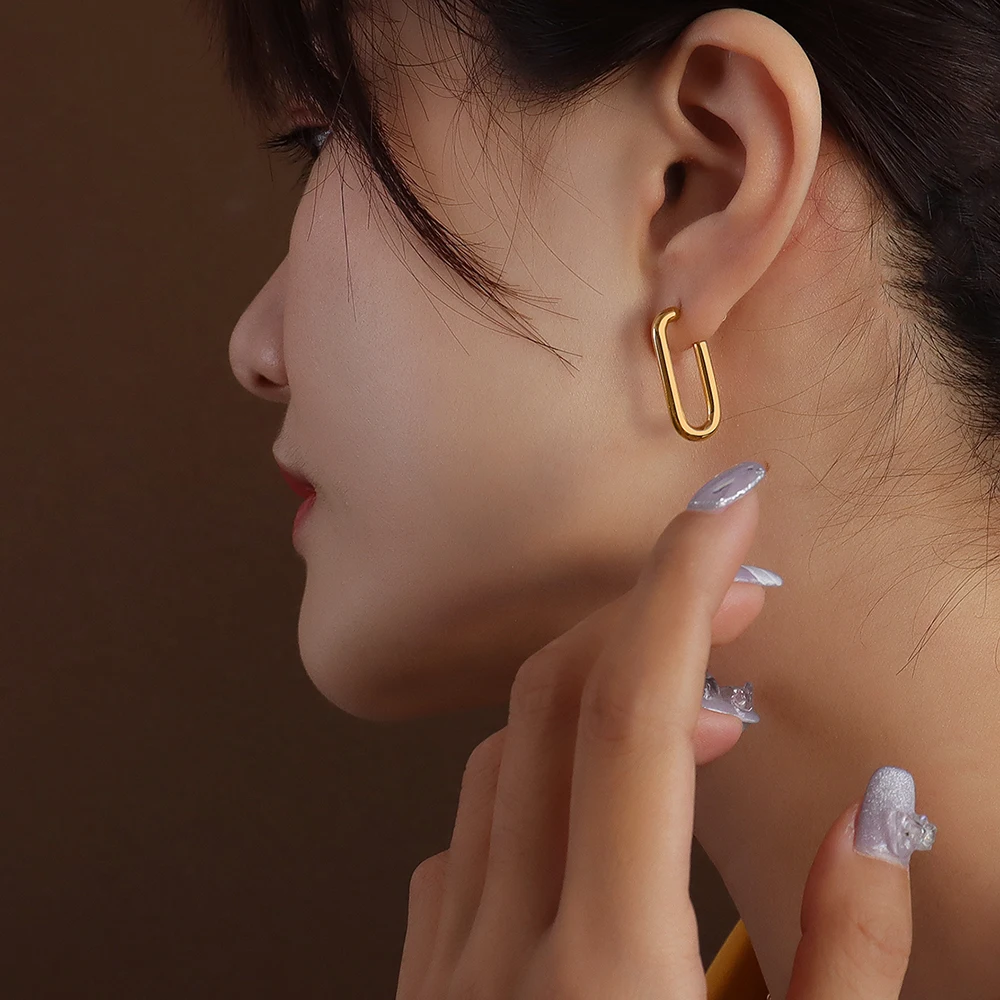 

Классические гладкие металлические серьги-кольца из нержавеющей стали для женщин, яркие женские серьги для повседневной носки