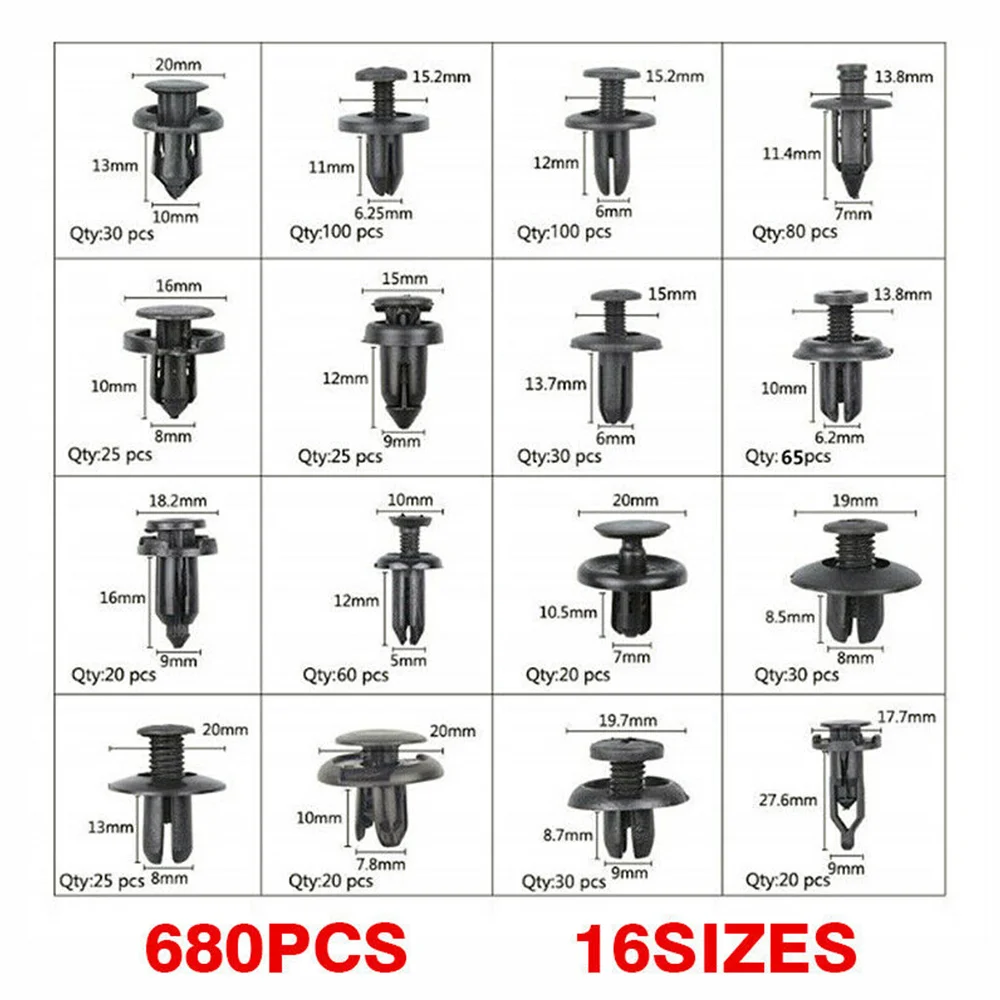 

Car Retainer Clips Auto Fasteners Push Trim Clips Pin Rivet Bumper Kit Universal