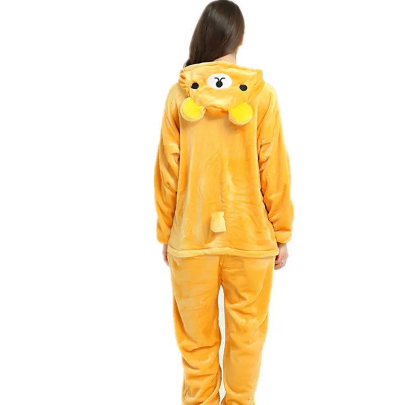 Пижама Kigurumi Rilakkuma с длинным рукавом и капюшоном для взрослых женщин|Комплекты