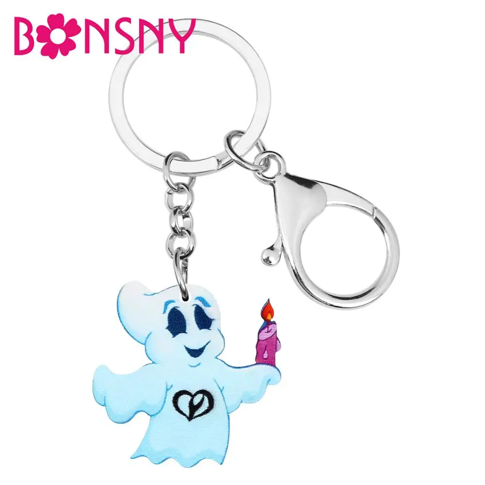 Bonsny акриловые брелки для ключей в виде призрака из аниме на Хэллоуин Женская