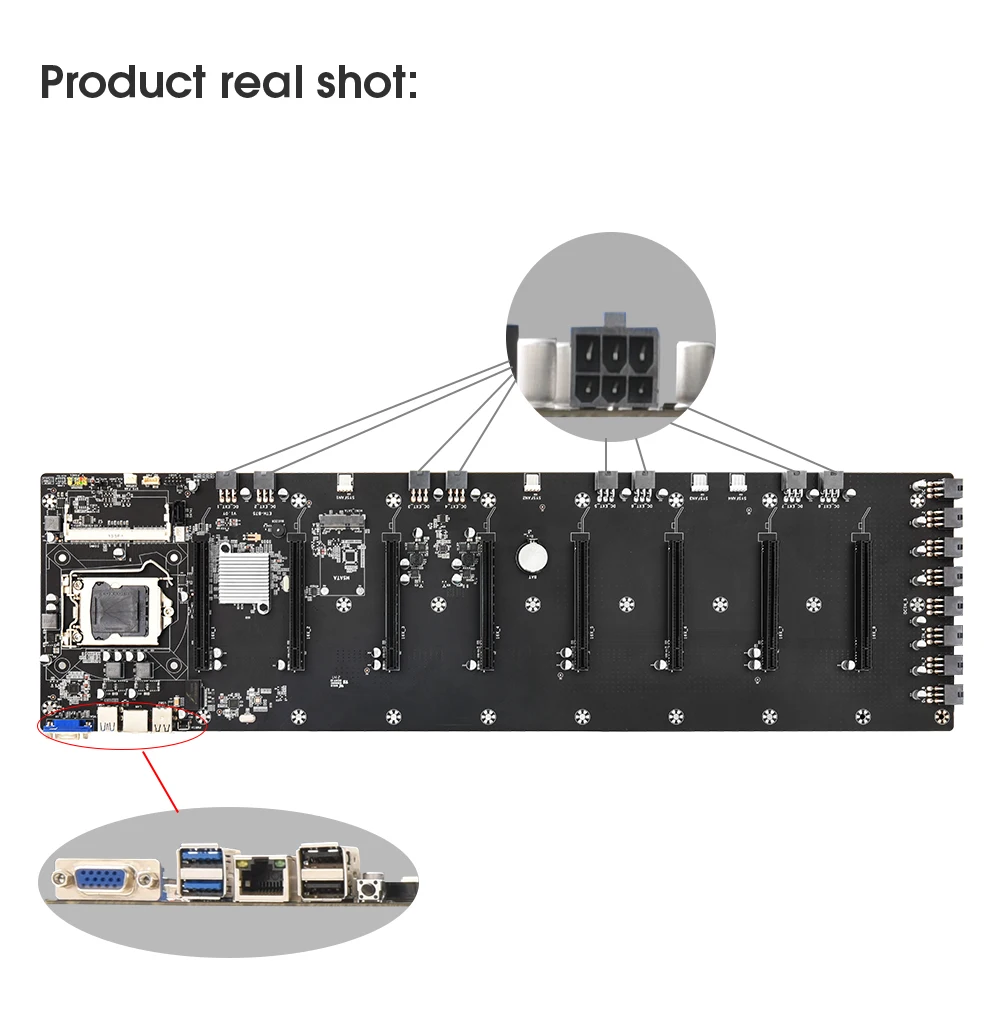 Материнская плата для майнинга 8 GPU материнская криптовалюминесцентного