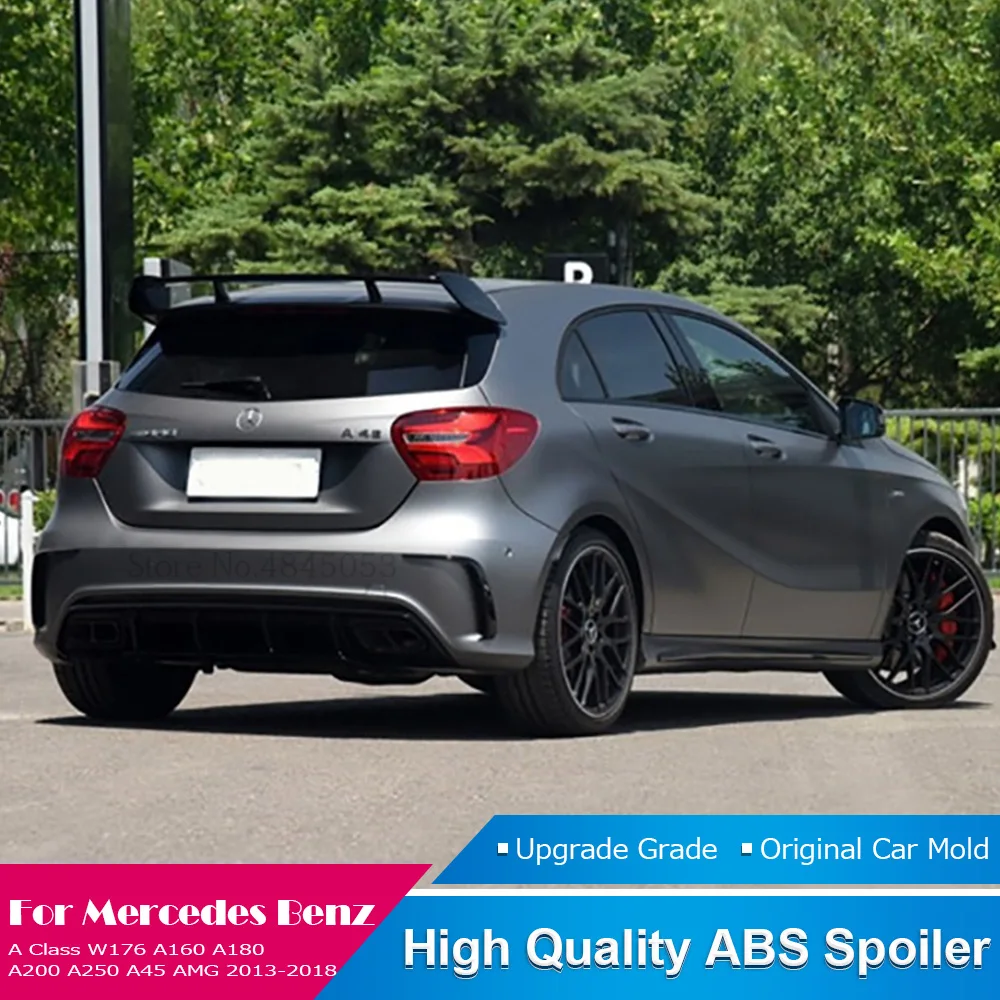 Задний спойлер из АБС-пластика задний для крыла багажника черный Mercedes Benz класса A