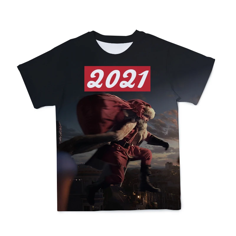 

2021 Funny 3D T Shirts Christmas Men’s Xmas T-shirt Casual Santa Claus Tee Snowman Print Party clothing Printed Short Sleeve