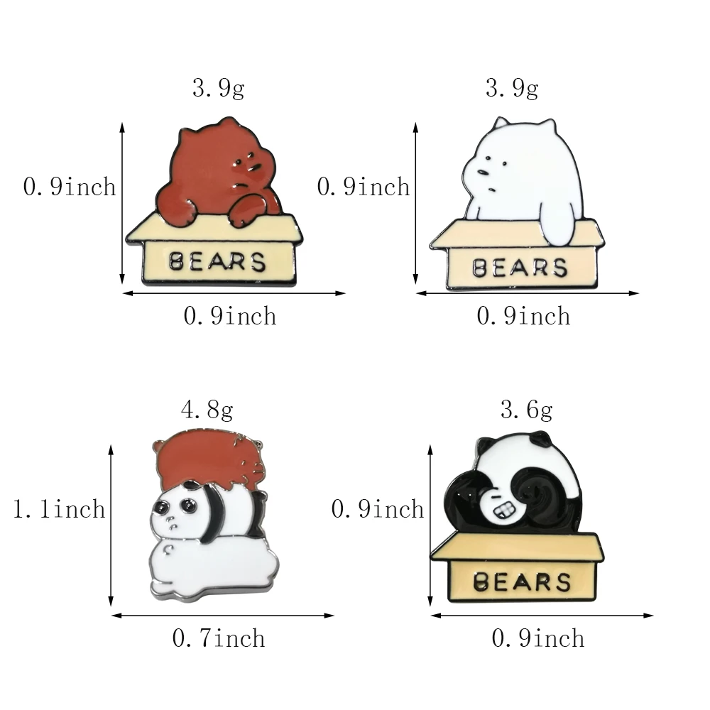 Симпатичная металлическая эмалированная булавка мультяшная панда Медведь Брошь