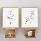 Картина на холсте, белая, бежевая, коричневая, виниловые обои с изображением цветка магнолии, картина для украшения дома, без рамки, плакат для детской