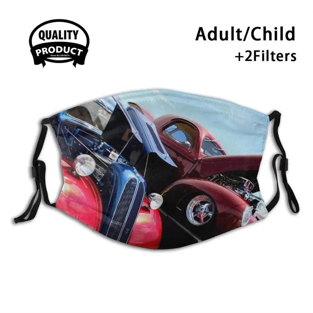 

Маска для лица Olden Shine многоразовая моющаяся, маска для лица с фильтром от пыли, Классическая винтажная, с рисунком железных машинок, шоу-марок