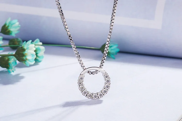 Женское Ожерелье с бриллиантом 925 SliverColor подвеска белым топазом S925 | Украшения и