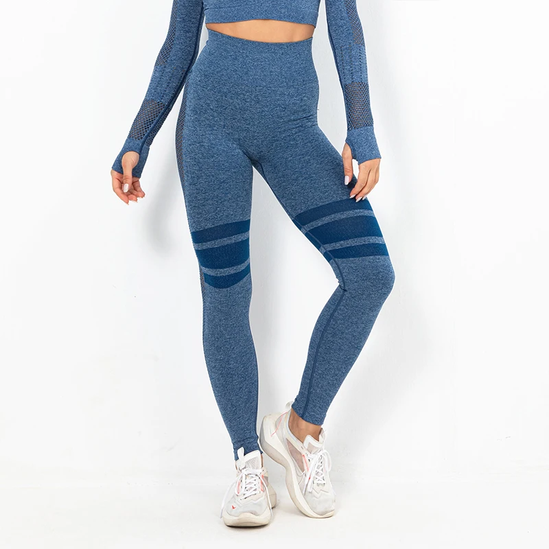 Женские штаны для йоги с высокой талией бесшовные эластичные спортивные