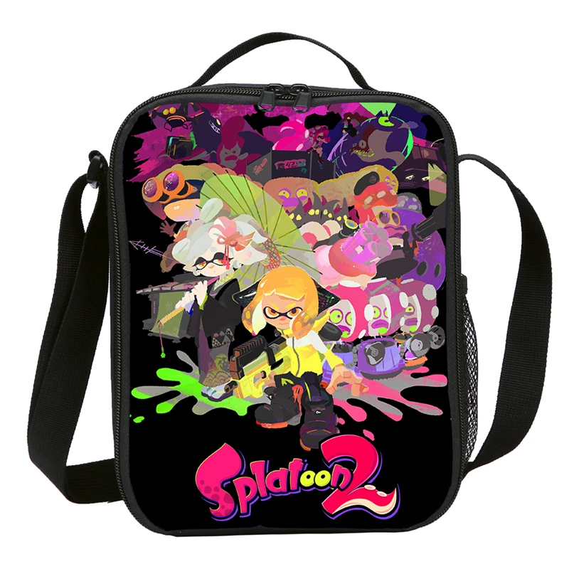 Малый мешок обеда мальчиков девочек аниме мультфильм Splatoon 2 письмо 3D печать льда