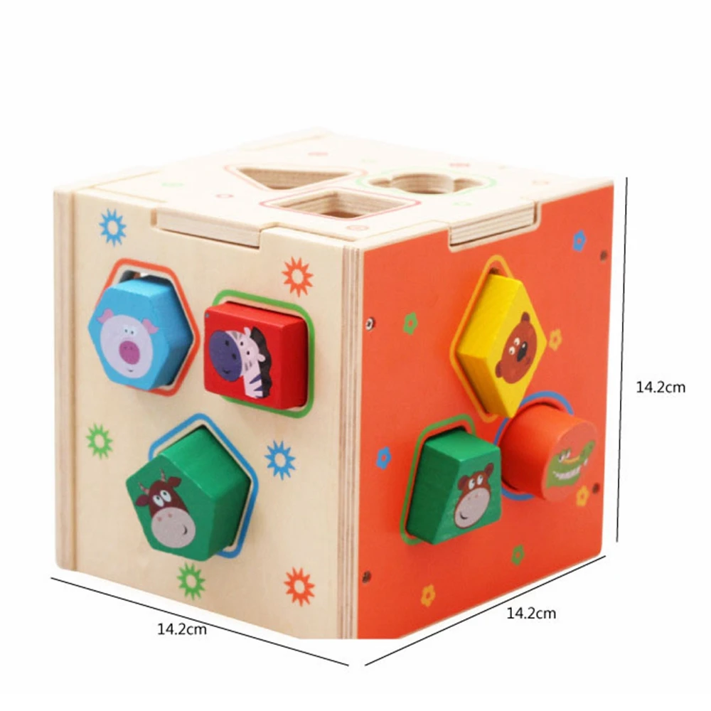 

Kids Intelligence Box Geometric Shape Sorter Cognitive Matching Wooden Building Blocks Baby Early Eductional Toys For Children