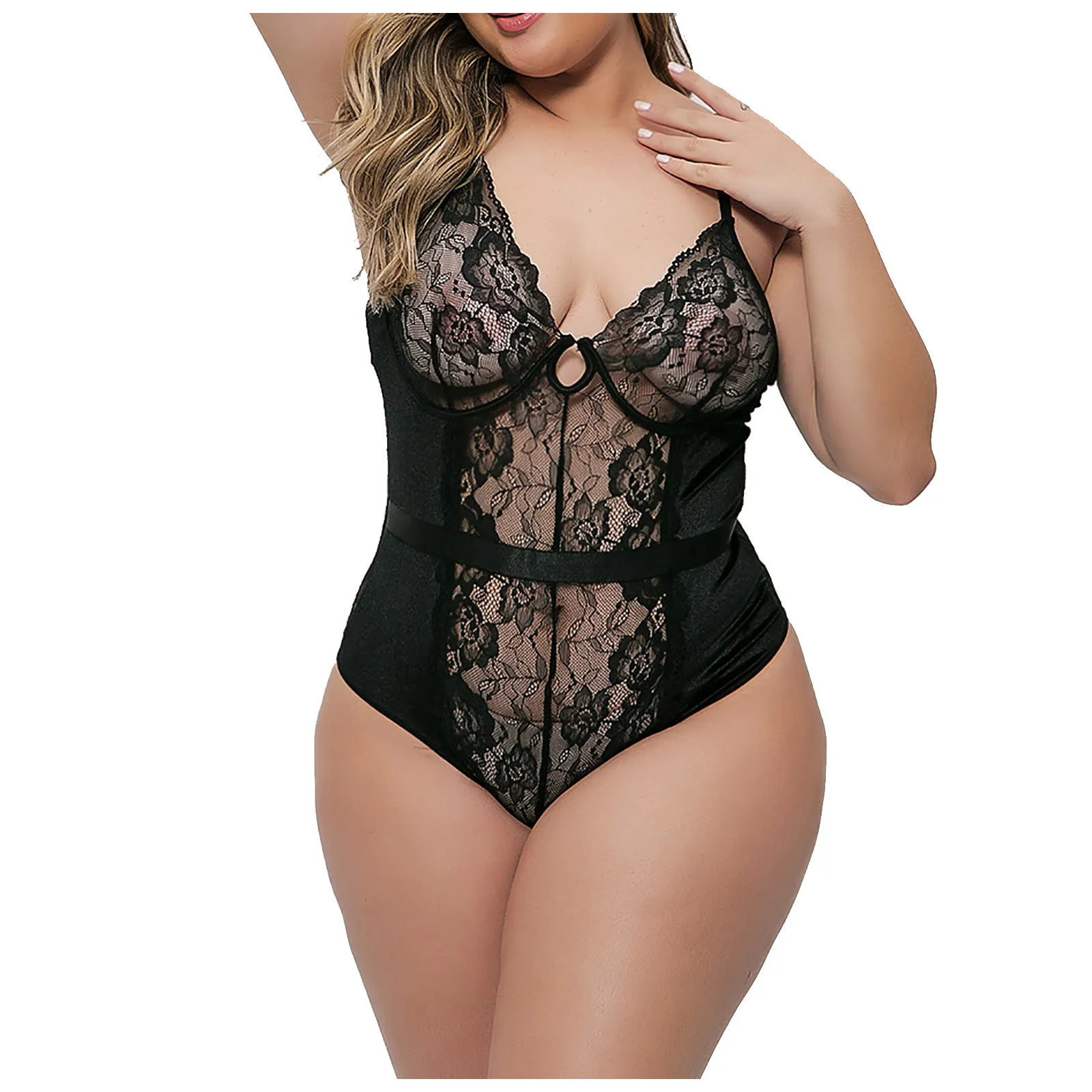 

Underwear For Ladies Push Up Bra Sexy Lingerie See-Through Lace Bodysuit For Plus Size Women's Softs Pajamas