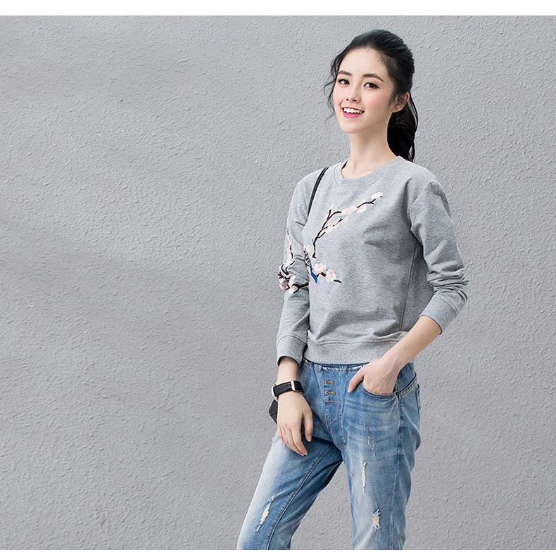 

Fashion hoodies for spring Planet Print Solid Loose women autumn sweatershirt female Black