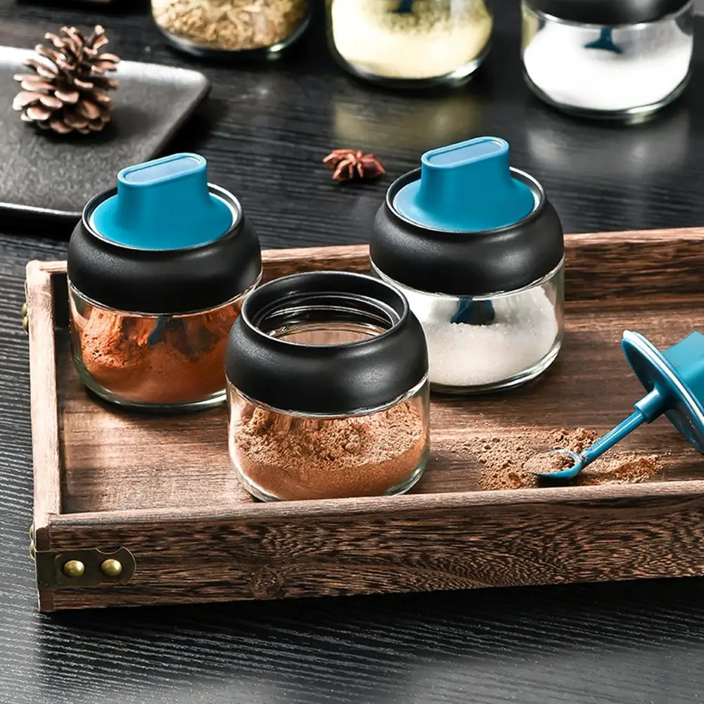 

Moisture-proof Glass Spice Jars Seasoning Bottle Honey Pots Oil Bottle Multifunction Spoon Lid Integrated Seasoning Organizer