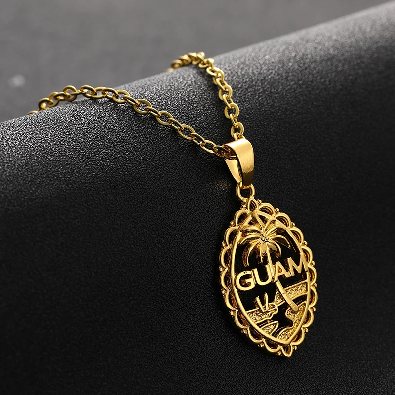 Ожерелья для женщин Модный золотой цвет флаг Гуама карта кулон ювелирные изделия