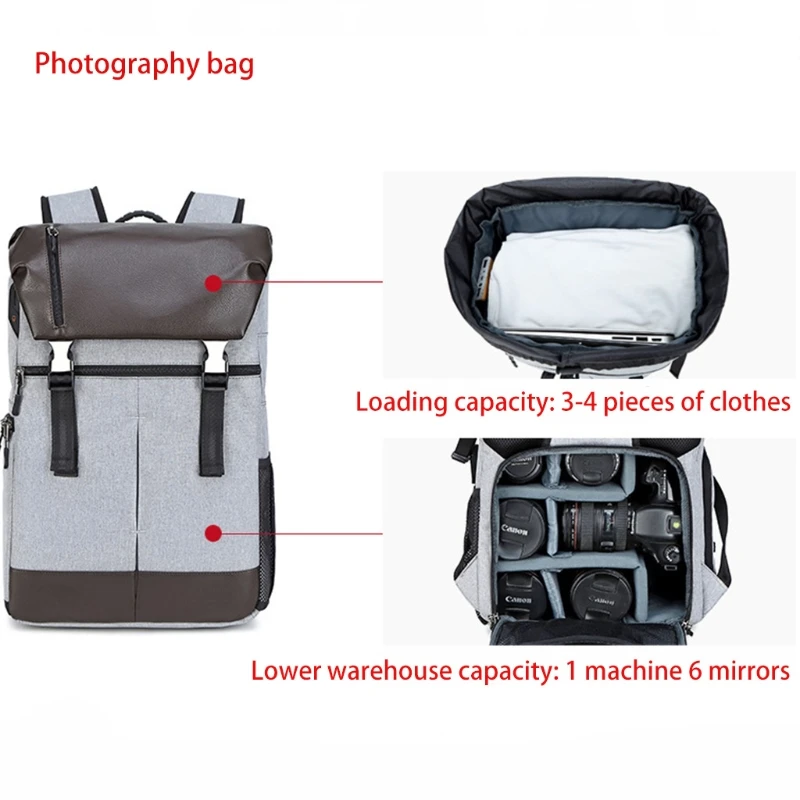2021 newdark graynew leather camera computer bag slr lightweight professional camera bag multifunctional leisure backpack free global shipping