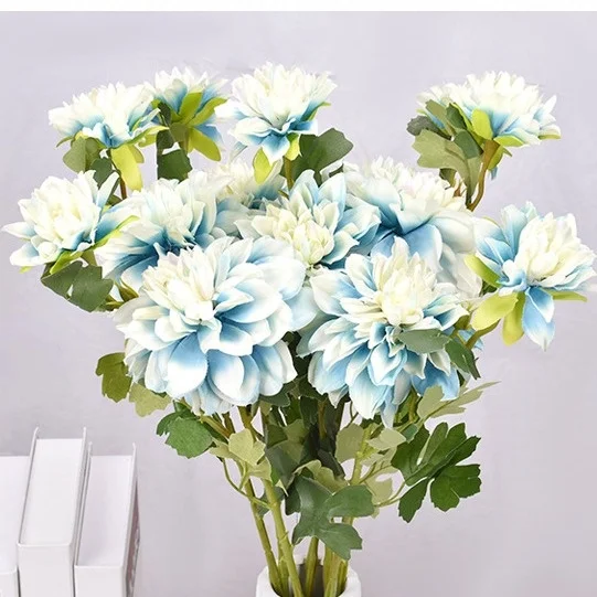 

Artificial Flowers 2 Dahlia Chrysanthemums, DIY Home Flower Arrangement, Lawn Party, Thanksgiving, Company Decoration Flowers