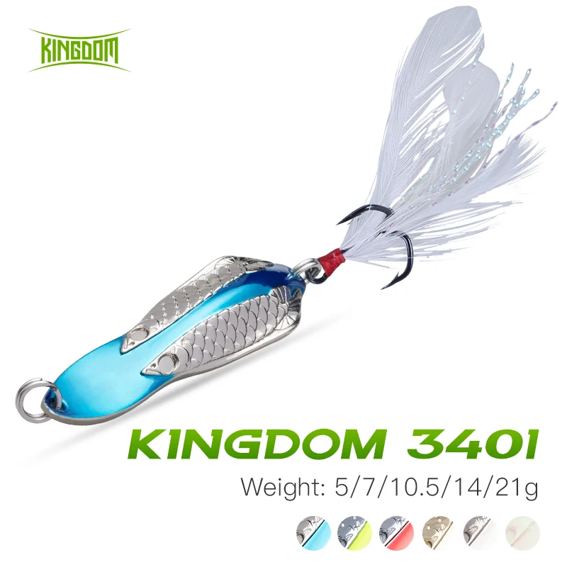 Металлическая приманка Kingdom 5/7/10 5/14/21 г Спиннер для морской рыбалки с перьями