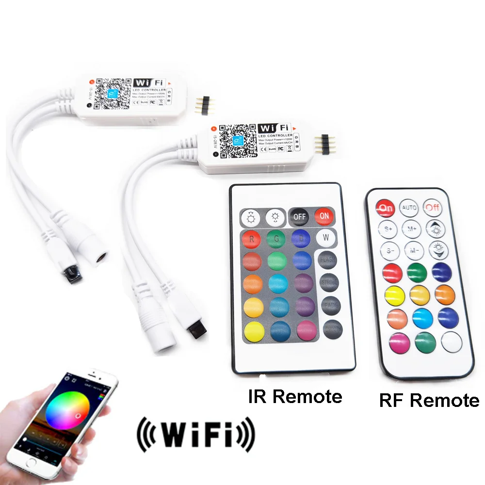 Wifi RGB / RGBW светодиодный мини контроллер DC12V с RF 21Key IR 24Key пульт дистанционного