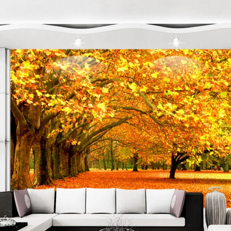 

Drop Shipping Custom Photo Wallpaper Autumn Natural Scenery Maple Leaf TV Backdrop Hotel Lobby Decorative Wallpaper Murals