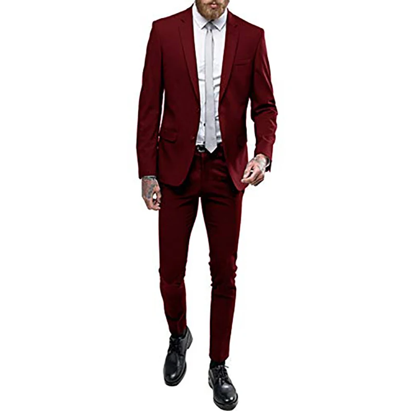 

Men's Slim Fit Suits Groom Wedding Party Tuxedo 2 Piece Jacket Pants Set Notch Lapel Formal Business Casual Blazer costume homme