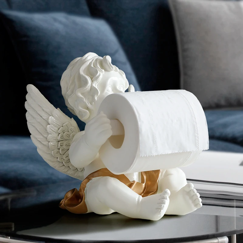

Angel Tissue Box Holder For Dinning Table Kitchen Office Desk Roll Paper Cute Tissue Box Sculpture Modern Art Home Decor WM27