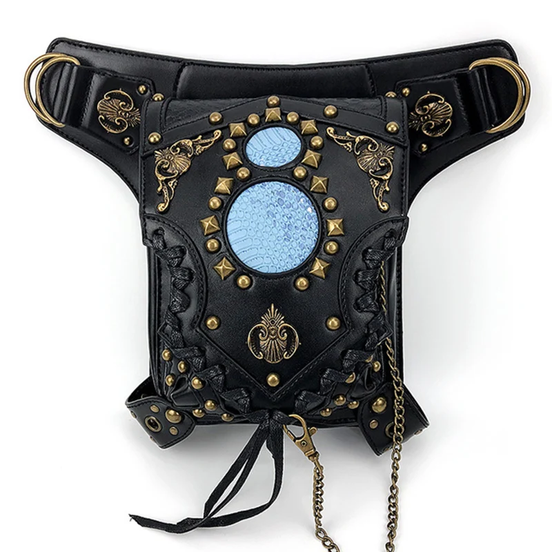 

Women Fashion Multifunctional Shoulder Crossbody Bag Chain Motorcycle Bag Steampunk Leg Bag Unisex
