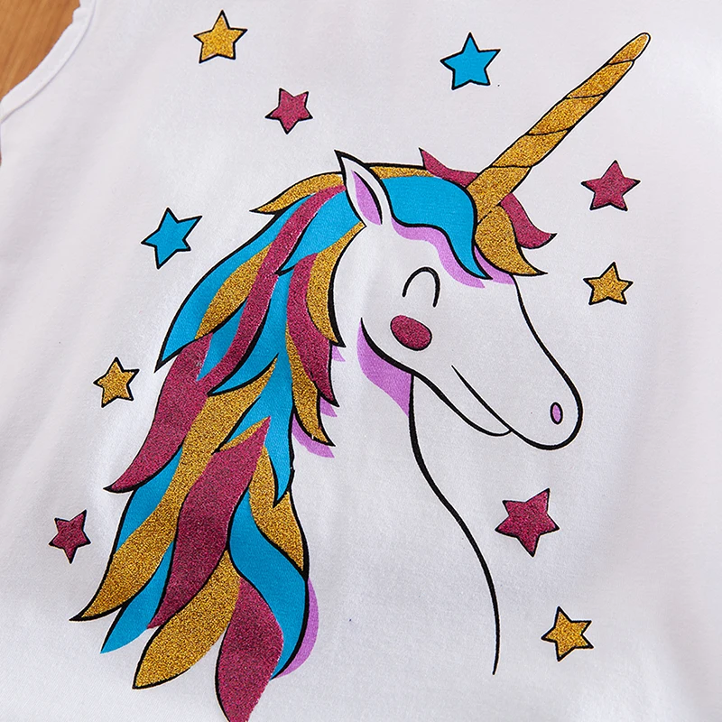 Единорог наборы для девочек 3 5 8 лет дети 2 шт. наряды Топы + мини юбка-пачка Одежда