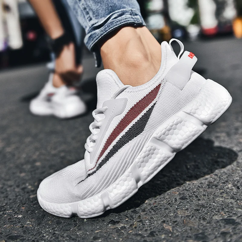 

White Men's Sneakers Sneakers-men's Men's Sports Shoes Sport Men Fashion Casual Sneakers Solid White Knitting Summer