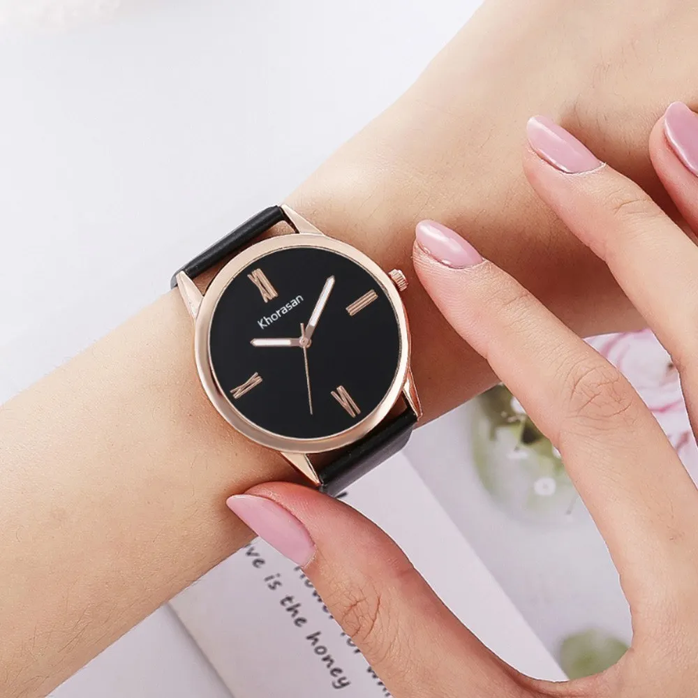 

Women Simple PU Leather Band Watch Drop shipping
