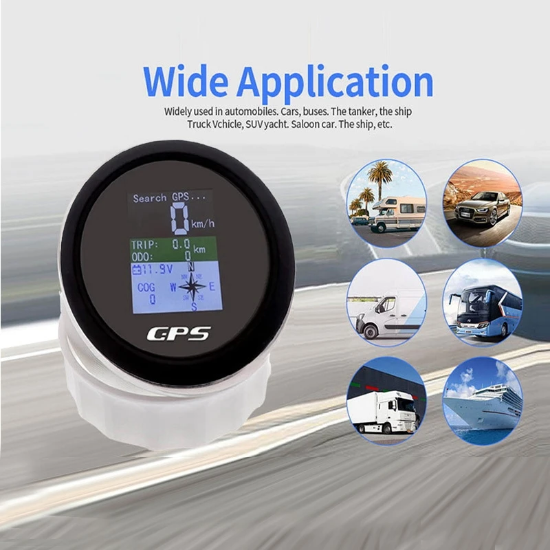 

Car Boat Motorcycle Smart GPS Speedometer Waterproof 85mm TFT Screen Digital Tachometer Odometer with GPS Antenna