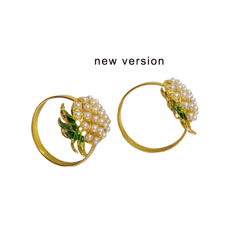 6 шт./лот милые кольца для салфеток в форме ананаса с жемчугом Блестящий Золотой