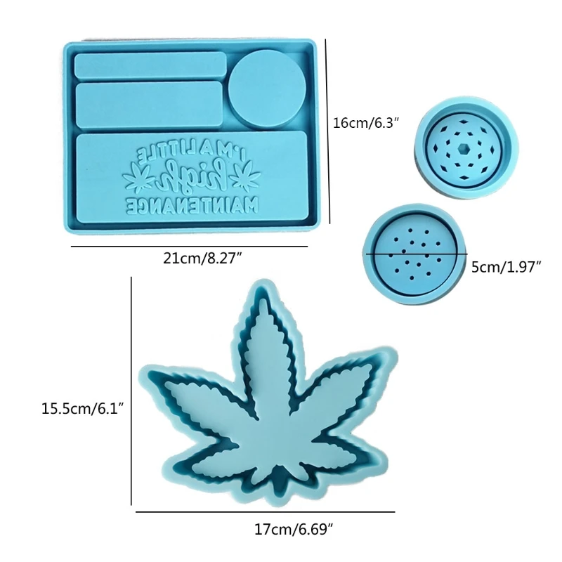 

3Pcs Silicone Resin Mold Maple Leaf Ashtray Mold and Spice Grinder Resin Mold Leaves Storage Box Resin Casting Molds Kit