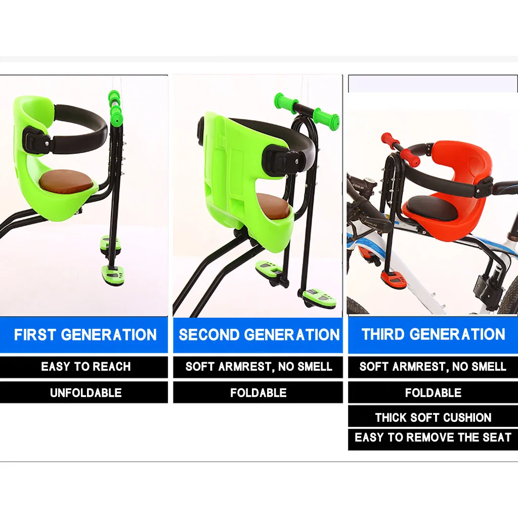 Безопасная стабильная детская велосипедная подушка на переднее сиденье для