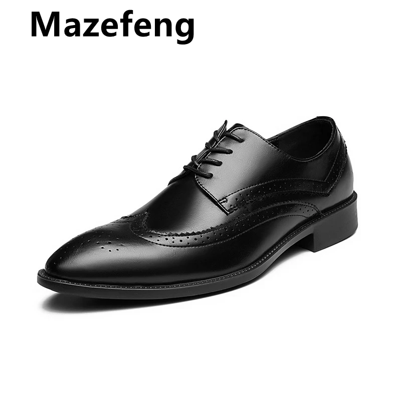 Mazefeng 2019 большой размер 38-47 мужские классические туфли черные свадебные зимние с