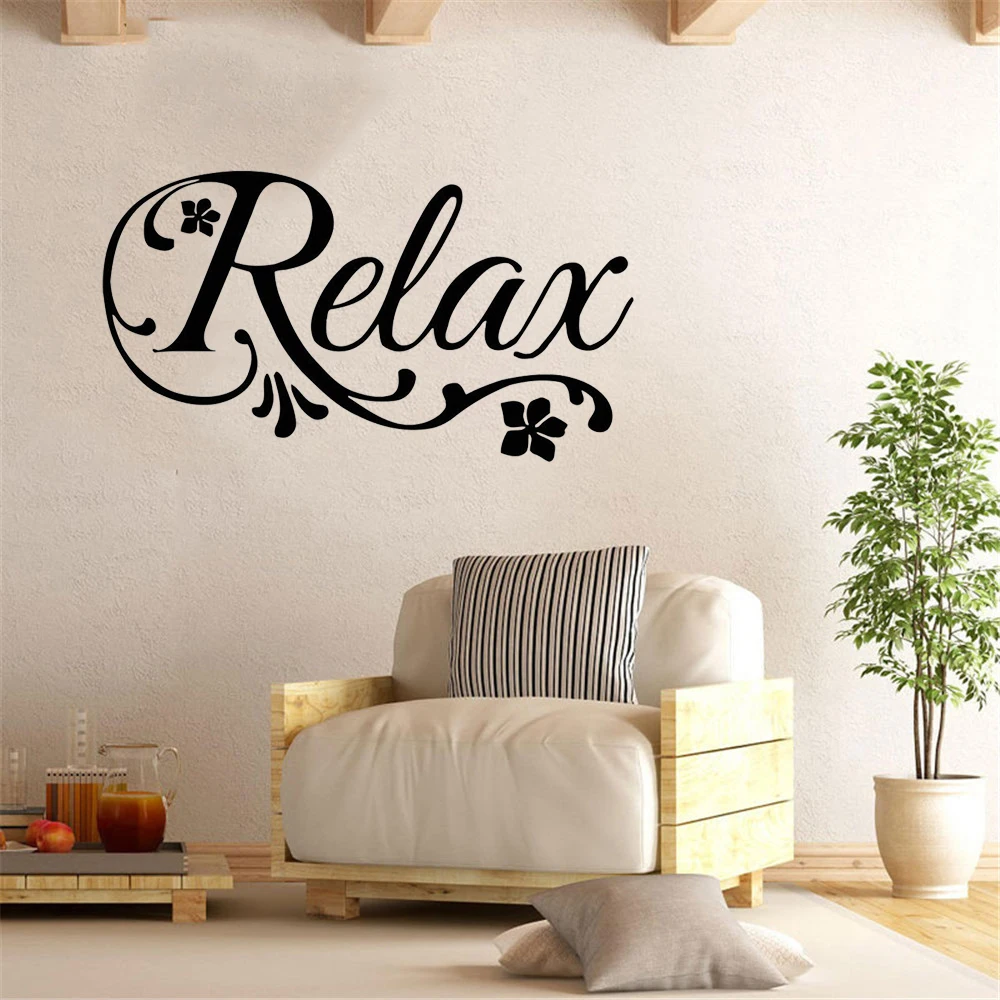 spa beauty salon wall decal lettering relax window vinyl sticker massage spa salon house wall decoration flower art mural free global shipping
