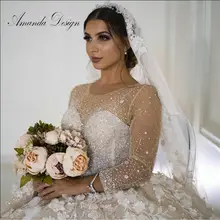 Аманда дизайн robe de mariee grande шлейф с длинным рукавом хрустальные бусины роскошное свадебное платье