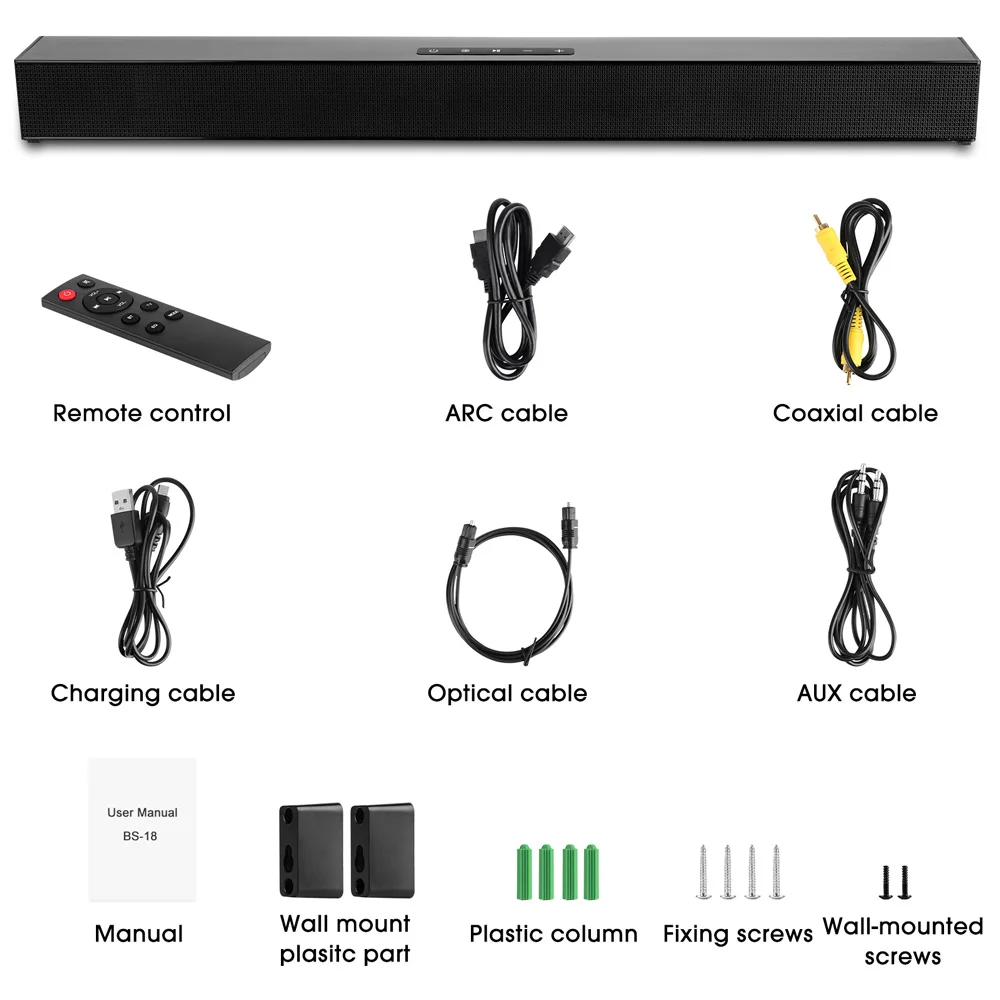 40W TV Soundbar HiFi Speaker Home Theater Sound bar Bluetooth-compatible Speaker Support Optical HDMI-compatible For SAMSUNG TV images - 6