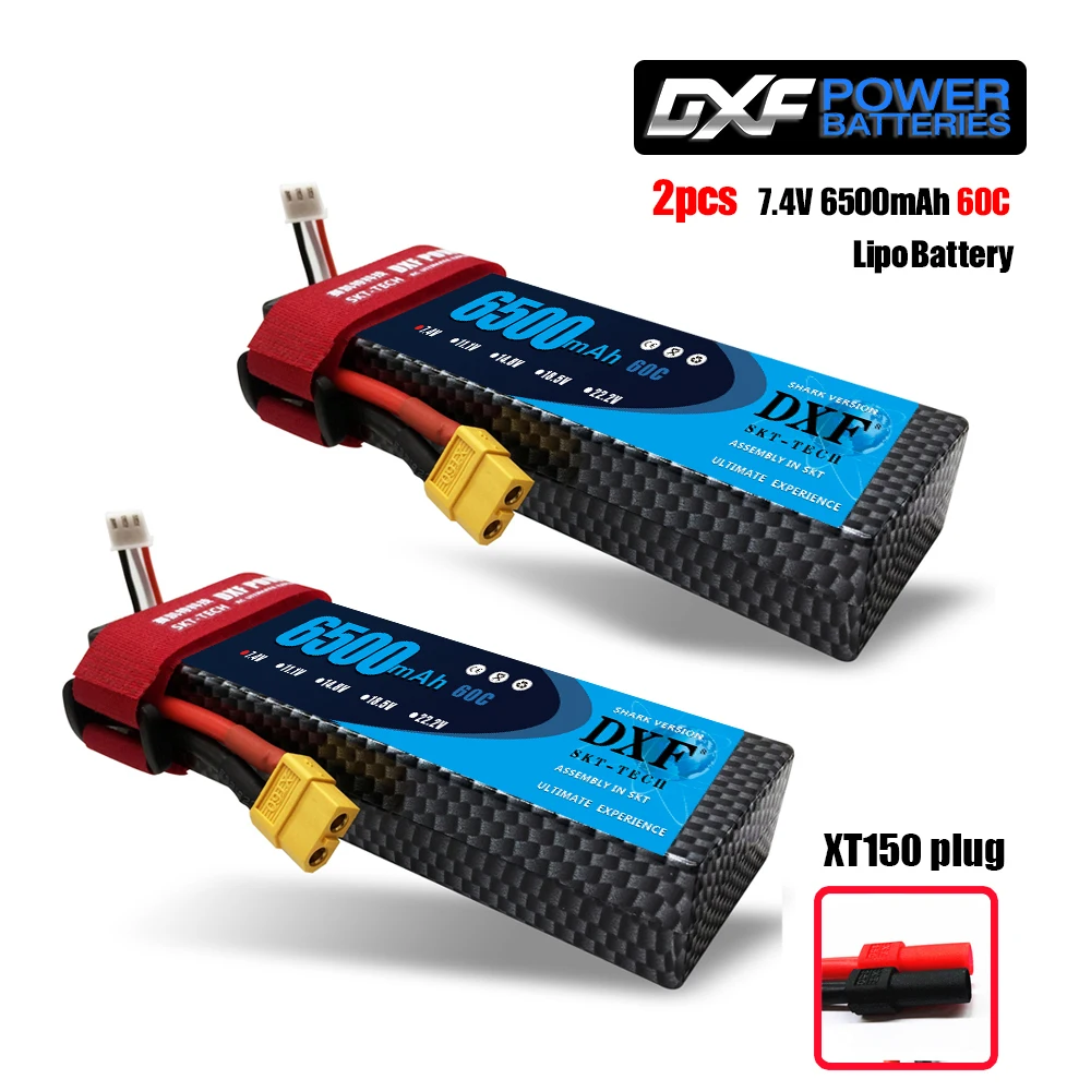 2PCS650060CHARDXT150 2 шт. DXF 7,4 В 3300 мАч 5200 мАч 6500 мАч Lipo аккумулятор жесткий чехол 2S 50C 60C 80C 1/10 1/8 весы для TRX Slash 4x4 RC автомобилей Жесткий Чехол - Цвет: 2PCS650060CHARDXT150