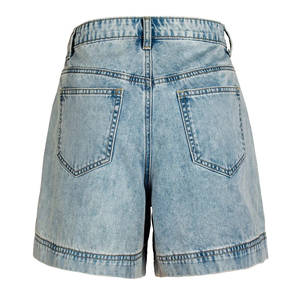 

Hoop summer wide leg pants women's loose light color shorts thin high waist jeans