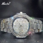 Роскошные мужские кварцевые часы MISSFOX Geneva, повседневные модные дизайнерские часы со стразами, водонепроницаемость 30 м, качественные мужские часы