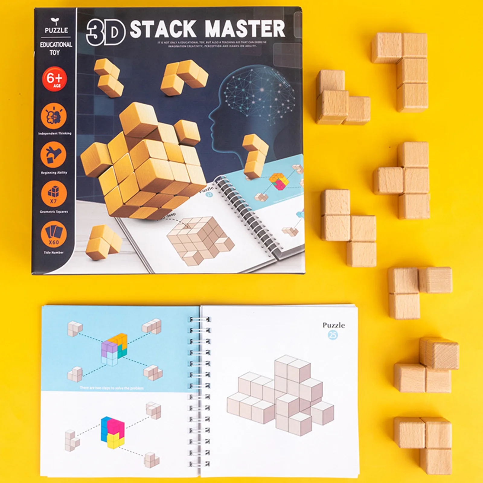 

Children's 3D Puzzles Stack Master Wooden Shape Toys Geometric Educational Crafts Digital Game Puzzle toys For Kids Baby #40